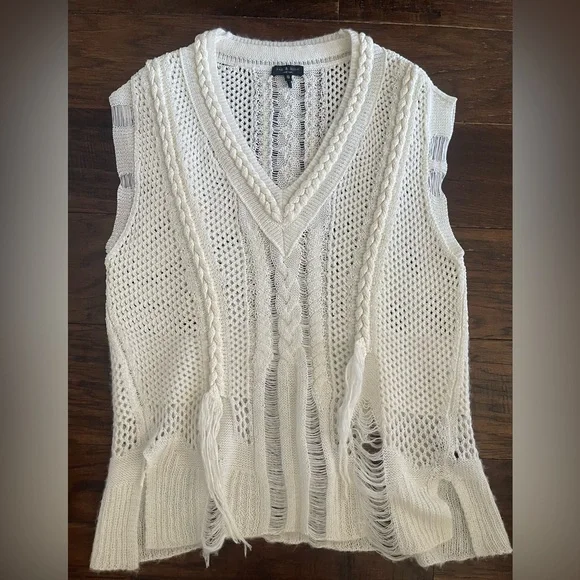 rag & bone XS Distressed Sleeveless Sweater - Picture 5 of 7